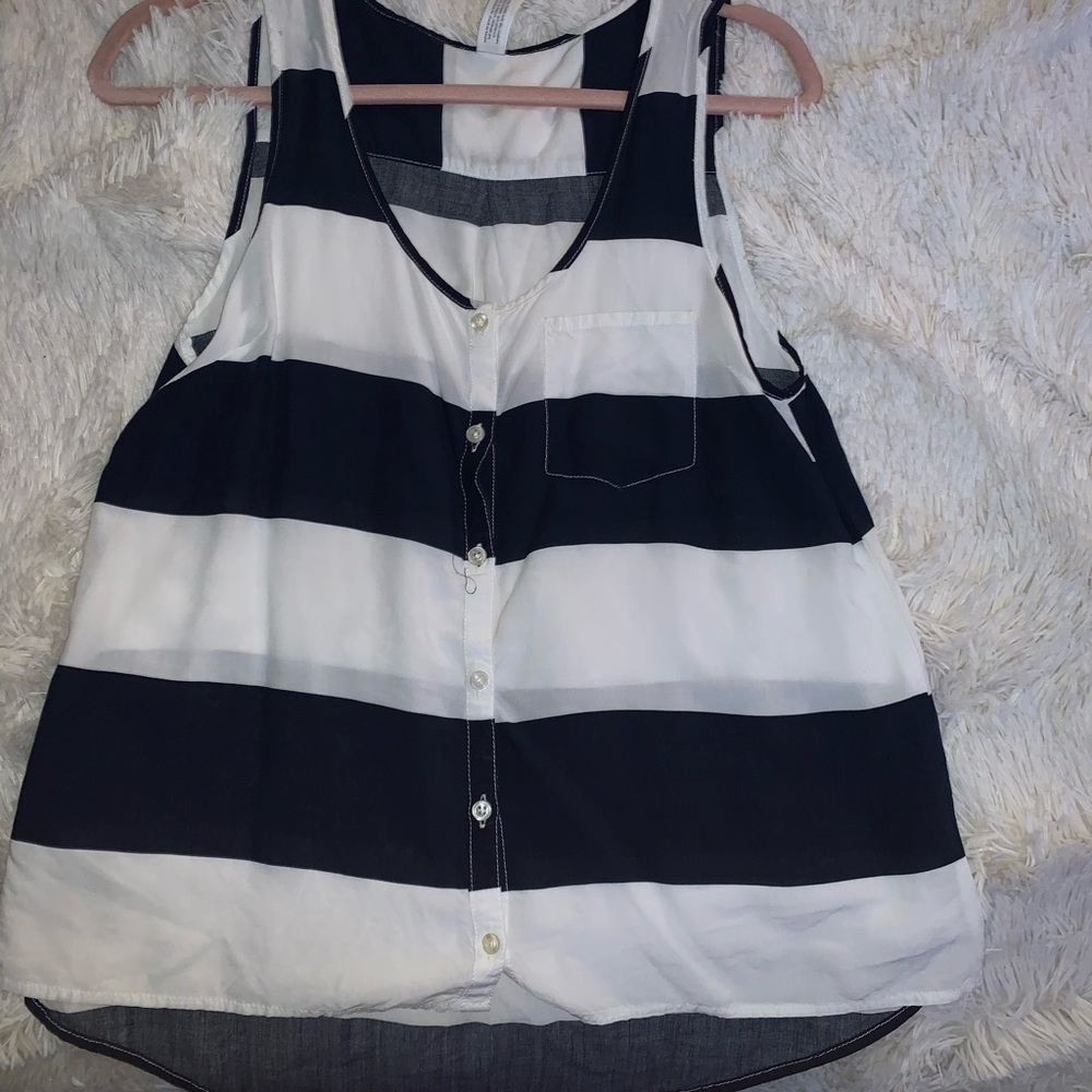 Sleeveless, striped blouse